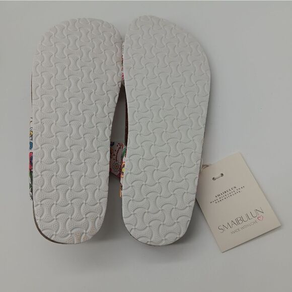 NWT SMAIBULUN Colorful White Strappy Slide Clog Sandals - Maibulun Size 12 - Picture 4 of 12